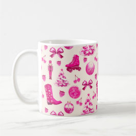 Caneca De Café Padrão de Natal Rosa-Rosa Bonito