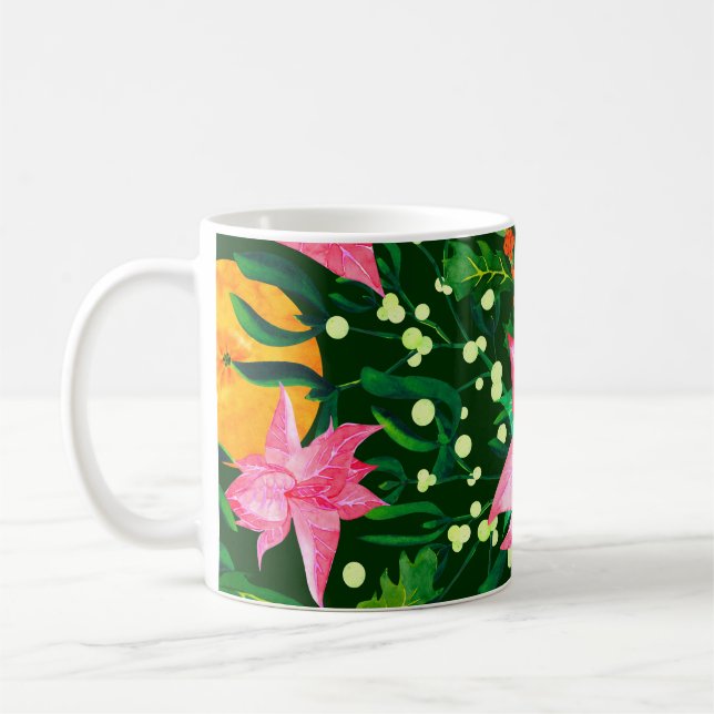 Caneca De Café Padrão de Natal sem aquarelas com ponteiro (Esquerda)