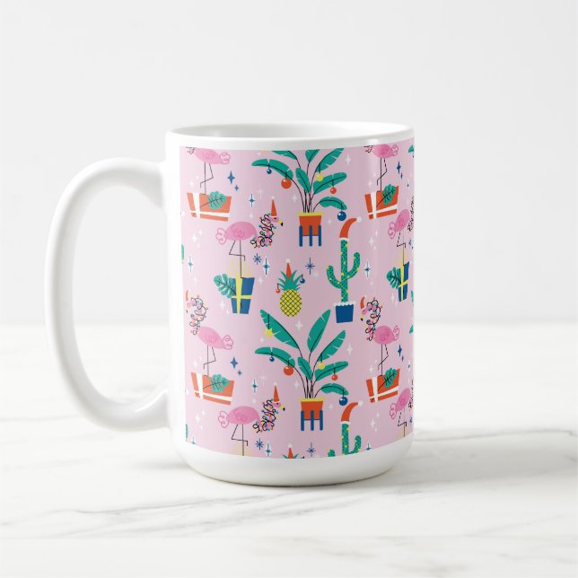 Caneca De Café Padrão de Natal Tropical Festivo (Esquerda)