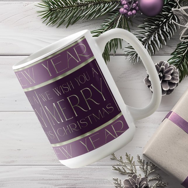 Caneca De Café Padrão de Natal Verde Roxo#35b ID1009 (Criador carregado)