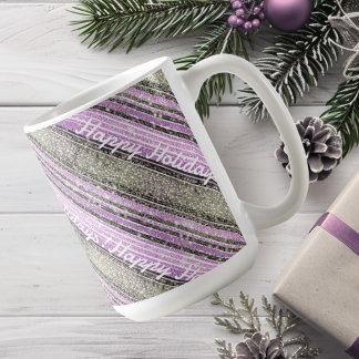 Caneca De Café Padrão de Natal Verde Roxo nº 28 ID1009