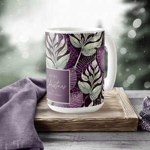 Caneca De Café Padrão de Natal Verde Roxo nº 29 ID1009