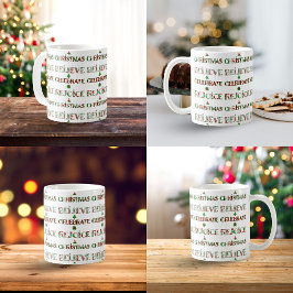 Caneca De Café Padrão de Natal Vermelho Verde Fofo