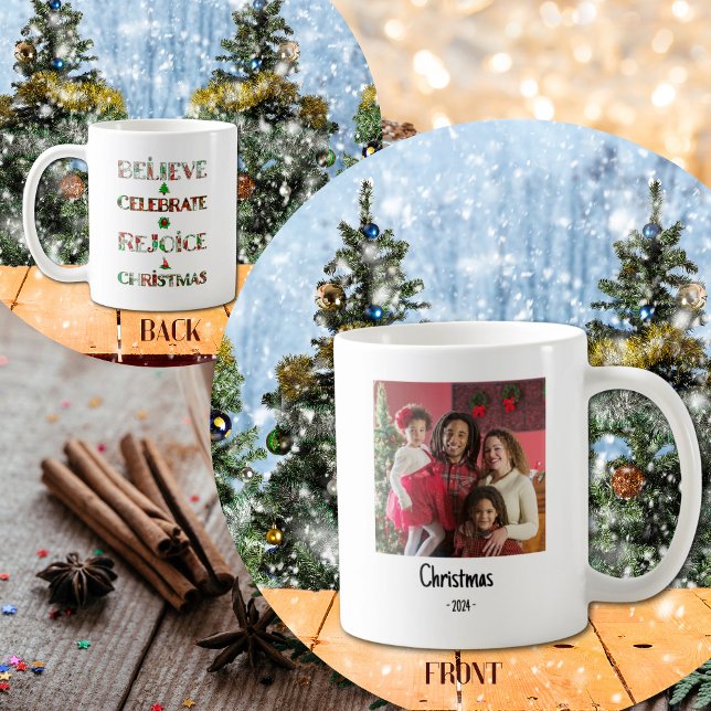 Caneca De Café Padrão de Natal Vermelho Verde Fofo (Criador carregado)