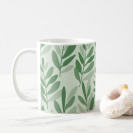 Caneca De Café Padrão de Natureza Elegante Salvia e Folha de Oliv