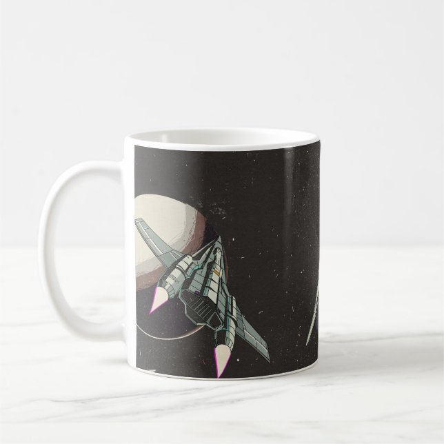 Caneca De Café padrão de nave espacial vintage (Esquerda)