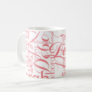 Caneca De Café padrão de nome rosa em branco agradável