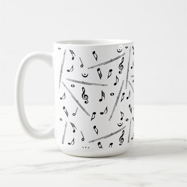 Caneca De Café Padrão de Nota de Música Flute (Esquerda)