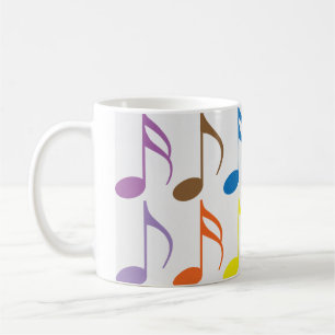 Caneca De Café Padrão de notas musicais coloridas