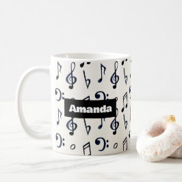 Caneca De Café Padrão de Notas Musicais Cutas