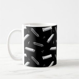Caneca De Café Padrão de Notas Musicais de Gaita Harmônica