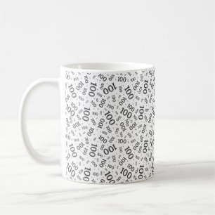 Caneca De Café Padrão de Número Aleatório Preto/Branco Aniversári