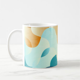 Caneca De Café Padrão de onda venenosa, azul e marrom.