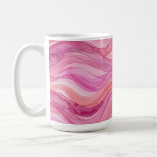 Caneca De Café Padrão de Ondas de Aquarela Rosa