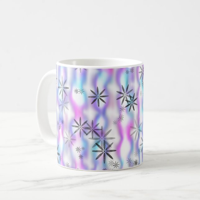 Caneca De Café Padrão de Ondas de Estrela Explosiva Sonhadora (Frente Esquerda)