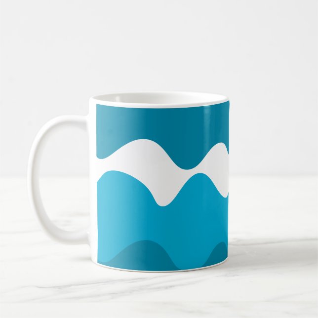 Caneca De Café Padrão de ondas horizontais brancas e azuis (Esquerda)
