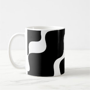 Caneca De Café Padrão de ondas ofendidas em preto e branco