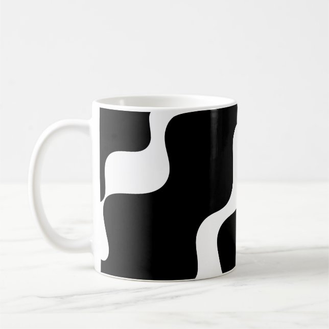 Caneca De Café Padrão de ondas ofendidas em preto e branco (Esquerda)