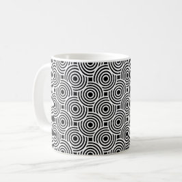 Caneca De Café Padrão de Op-Art de Discos Ripple do Círculo Branc