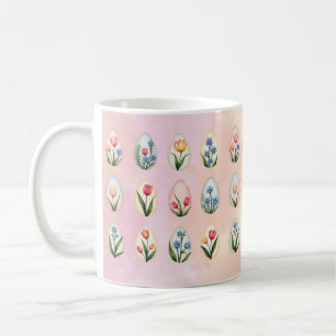 Caneca De Café Padrão de Ovos de Páscoa Floral da Vintage