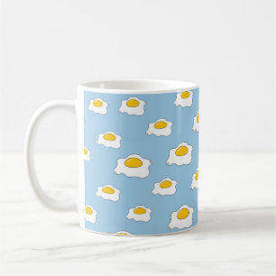 Caneca De Café Padrão de ovos quebrados. Vintage backgroun