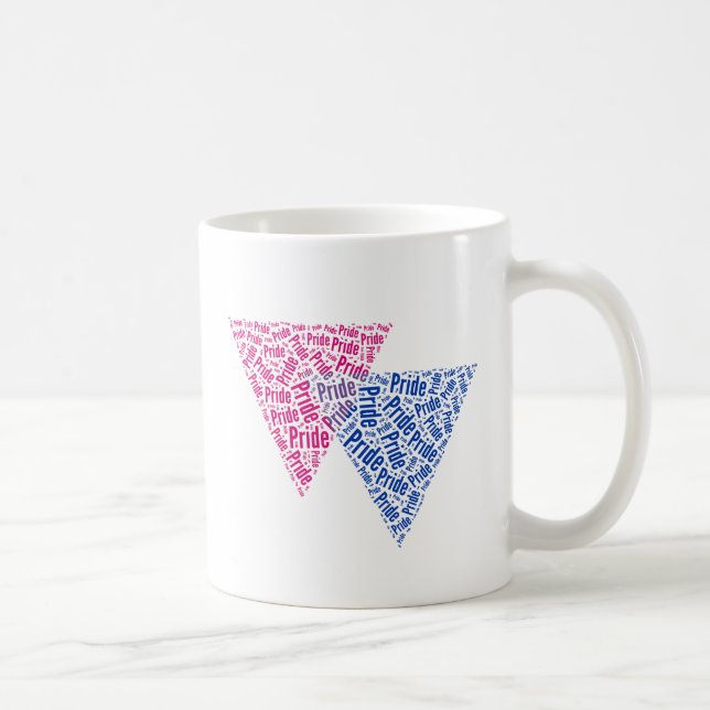 CANECA DE CAFÉ PADRÃO DE PALAVRAS DO TRIÂNGULO BISSEXUAL (Direita)