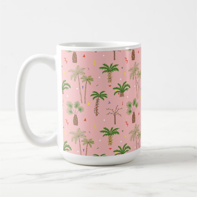 Caneca De Café Padrão de Palmeiras de Natal Tropical (Esquerda)