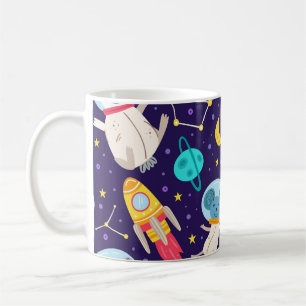 Caneca De Café Padrão de Panda e Rato Astronauta para Crianças