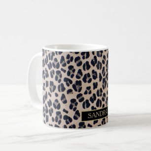 Caneca De Café Padrão de pantera de chic com nome