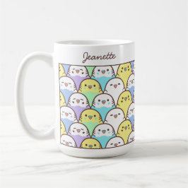 Caneca De Café Padrão de Papagaio Budgie de Desenho Animado Fofo 