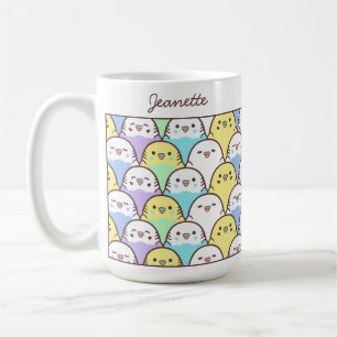 Caneca De Café Padrão de Papagaio Budgie de Desenho Animado Fofo