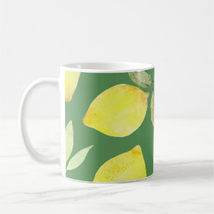Caneca De Café Padrão de papel de parede de limão aquarela.