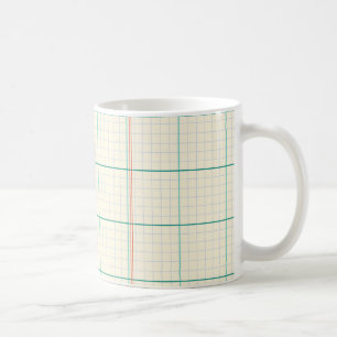 Caneca De Café Padrão de papel milimetrado em creme, azul-teal e