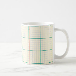 Caneca De Café Padrão de papel milimetrado em creme, azul-teal e
