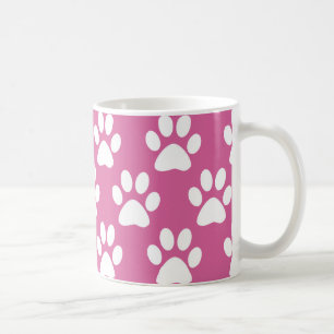 Caneca De Café Padrão de papoilas rosa e branca