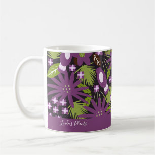 Caneca De Café Padrão de Pássaro da Selva Planta Tropical Verde R