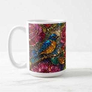 Caneca De Café Padrão de Pássaros Florais da Galáxia
