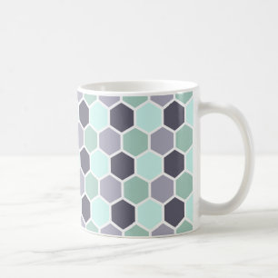 Caneca De Café Padrão de Pastel Cinza e Verde do Favo de Mel