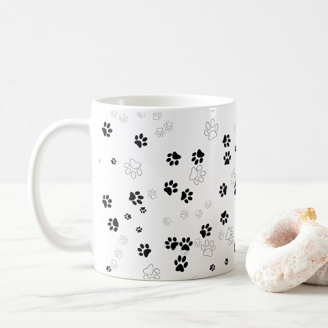 Caneca De Café Padrão de Pata Cão/Gato (Com Donut)