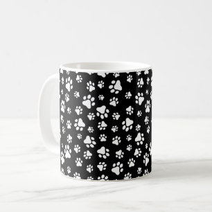 Caneca De Café Padrão de patas, impressões de pata, preto e branc