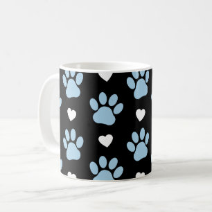 Caneca De Café Padrão De Patas, Patas Cachorros, Patas Azuis, Cor