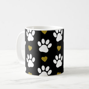Caneca De Café Padrão De Patas, Patas-Cachorros, Patas Brancas, C