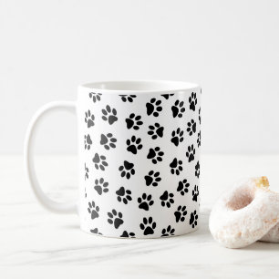 Caneca De Café Padrão De Patas, Patas Cachorros, Patas Negras