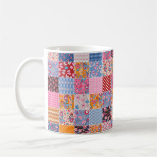 Caneca De Café Padrão de patch sem costura em branco