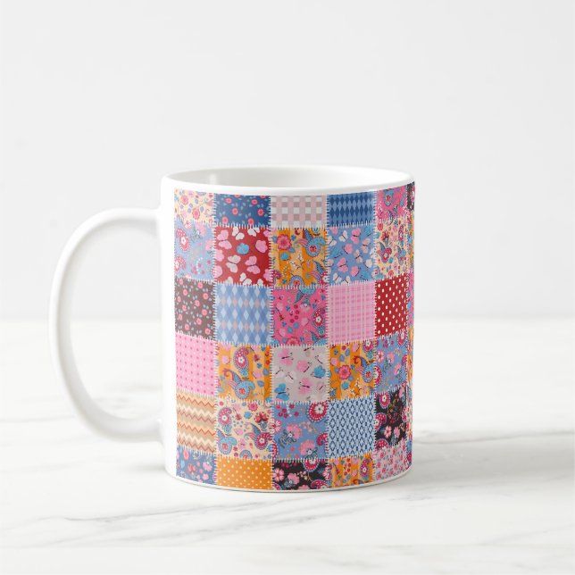 Caneca De Café Padrão de patch sem costura em branco (Esquerda)