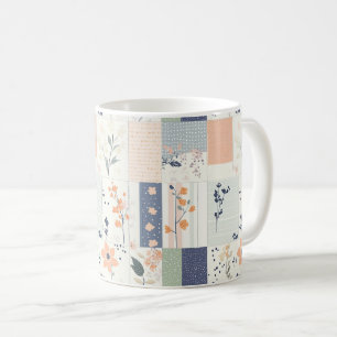 Caneca De Café Padrão de Patches Florais Vintage - Pastel (4)