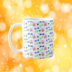 Caneca De Café Padrão de Patinhas de Cachorro Fofinho Corações, O