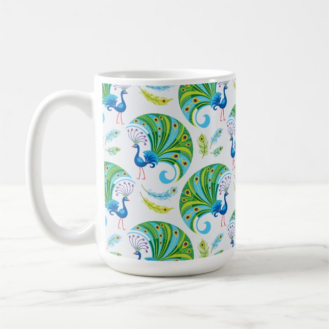 Caneca De Café Padrão de Pavão e Penas (Esquerda)