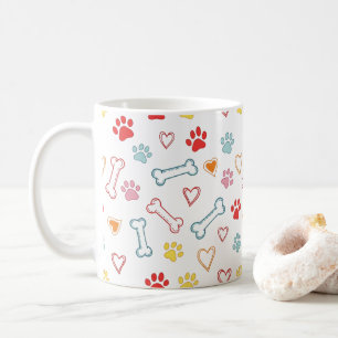 Caneca De Café Padrão de Peças e Corações