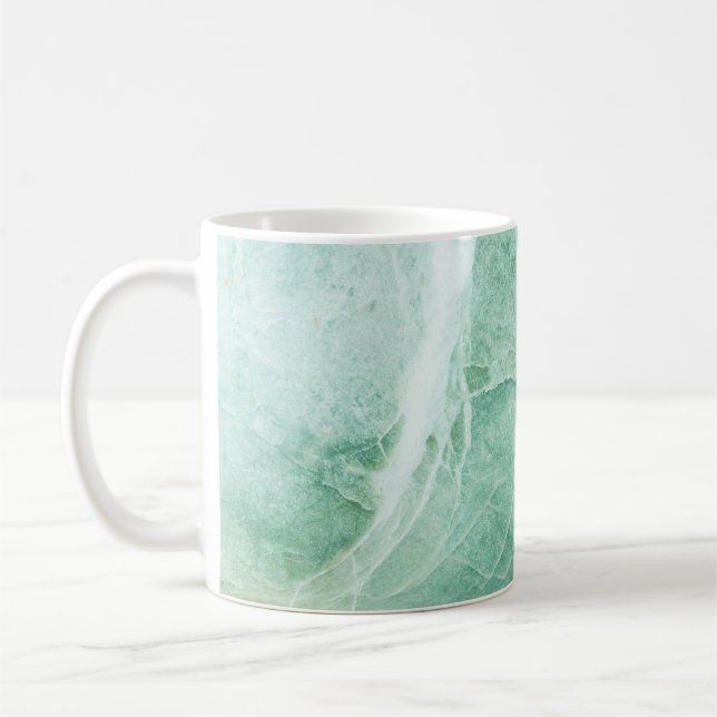 Caneca De Café Padrão de pedra mármore, textura verde. (Esquerda)